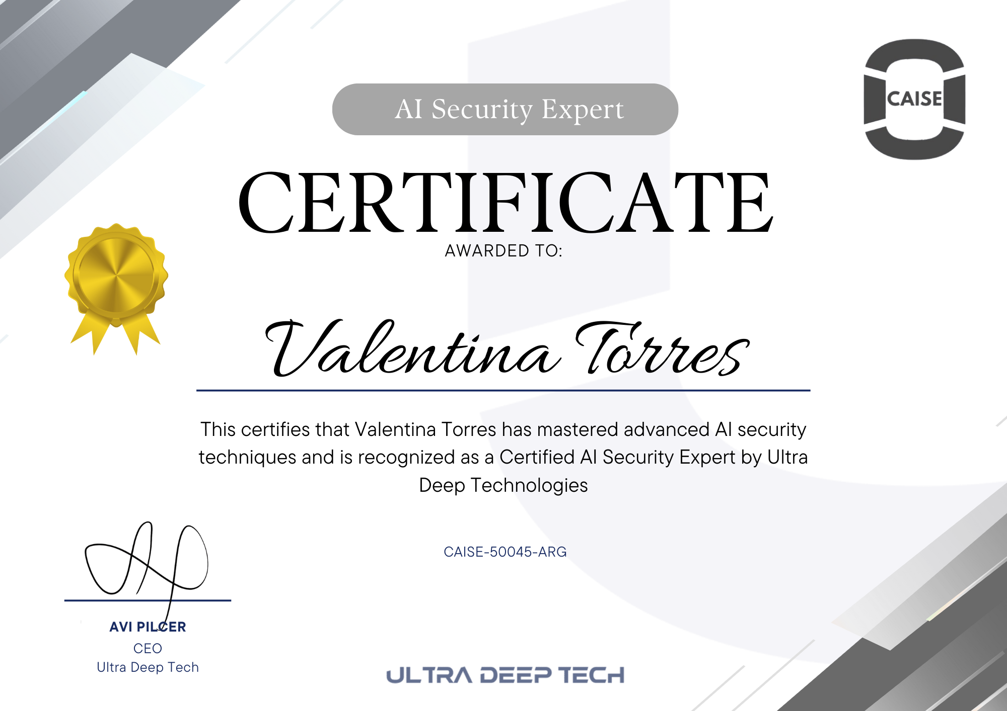 Ejemplo Certificado CAISE